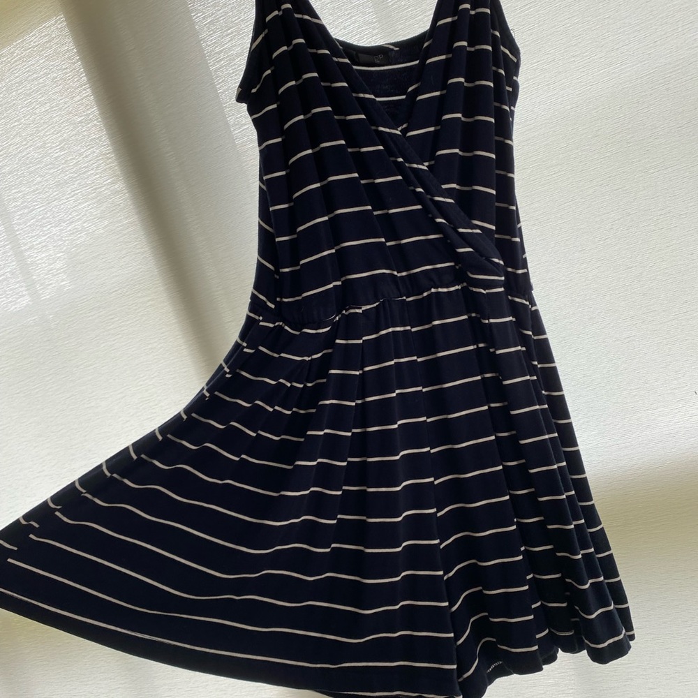 Navy & White Striped V-Neck Romper